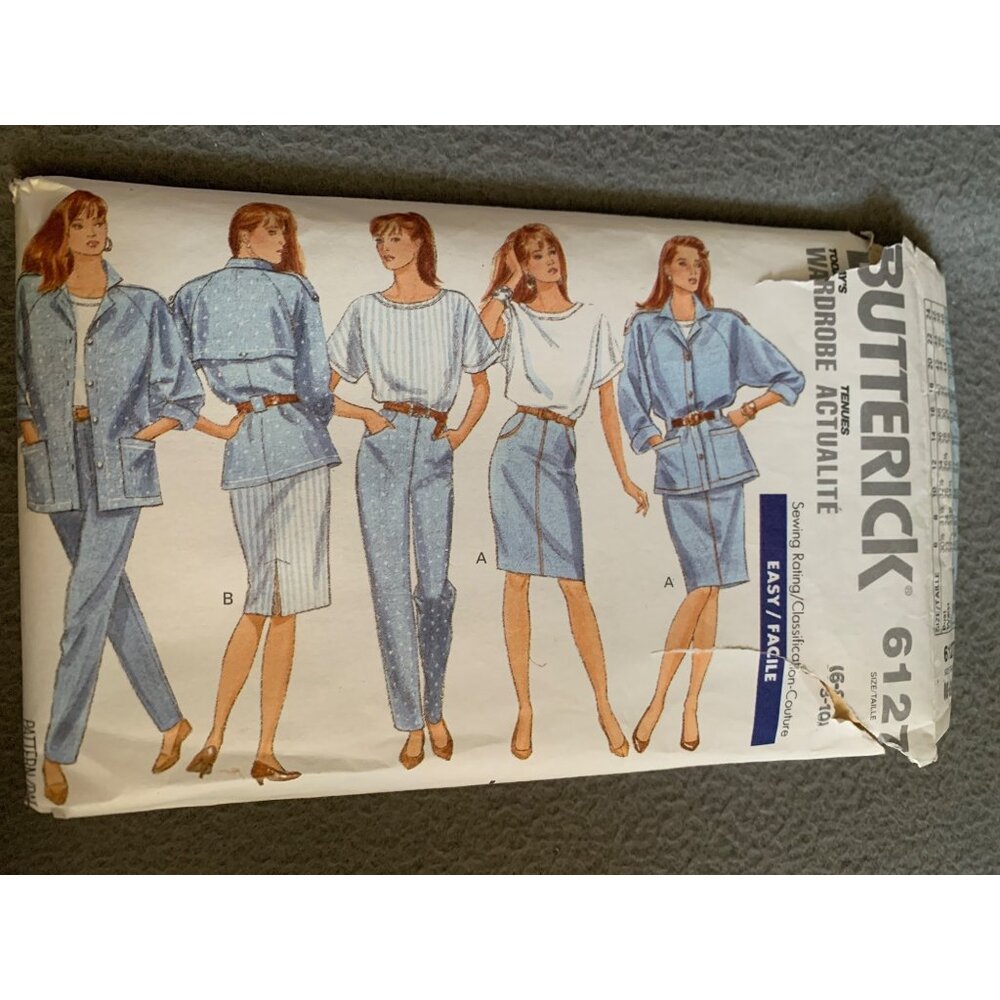 Butterick 6127 Pattern Misses Jacket Shirt Skirt Pant Size 6-10 1988